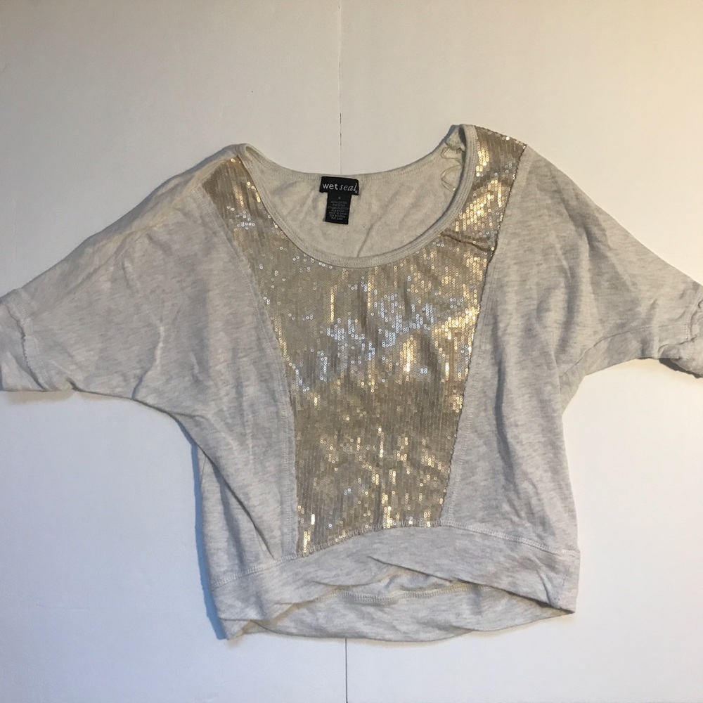 Gold Sequin 3/4” Sleeve Top